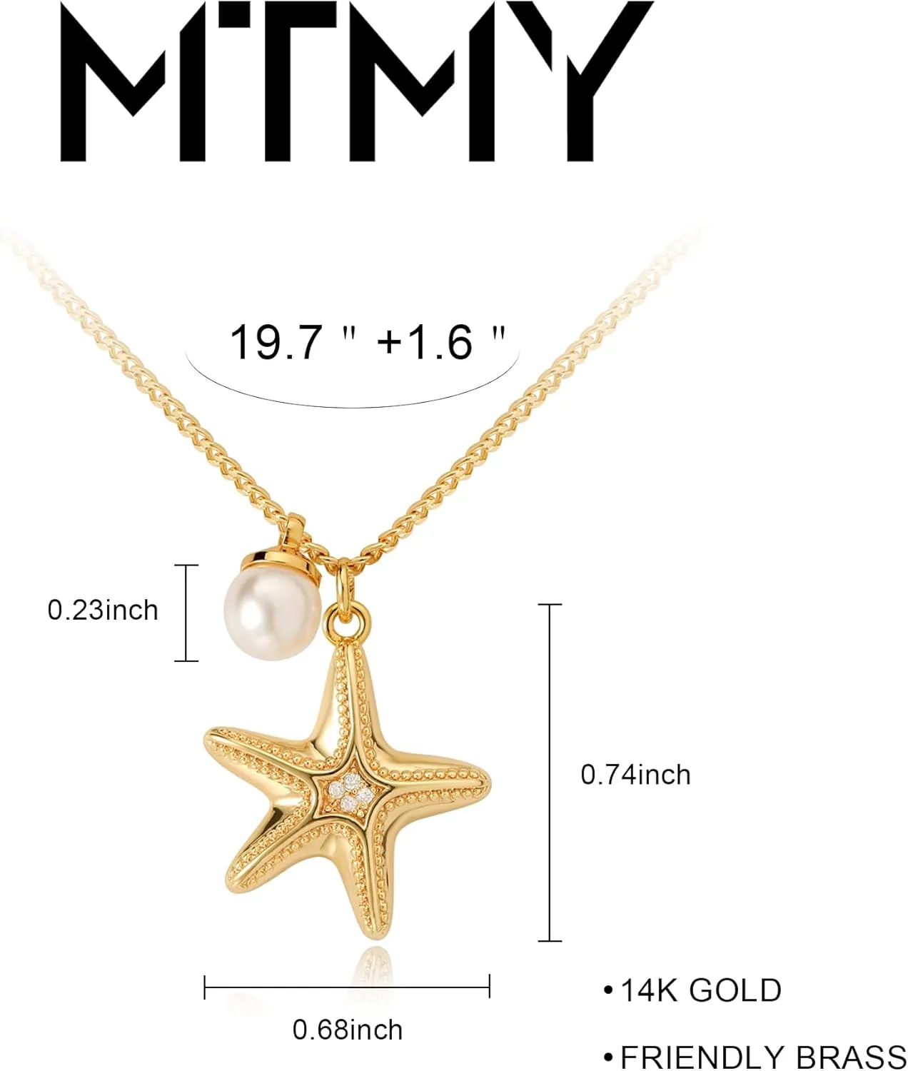 MTMY 14K Gold Plated Shell/Starfish/Anchor/Dolphin Pendant Necklaces Ocean Beach Summer Jewelry for Women