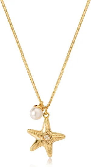 MTMY 14K Gold Plated Shell/Starfish/Anchor/Dolphin Pendant Necklaces Ocean Beach Summer Jewelry for Women