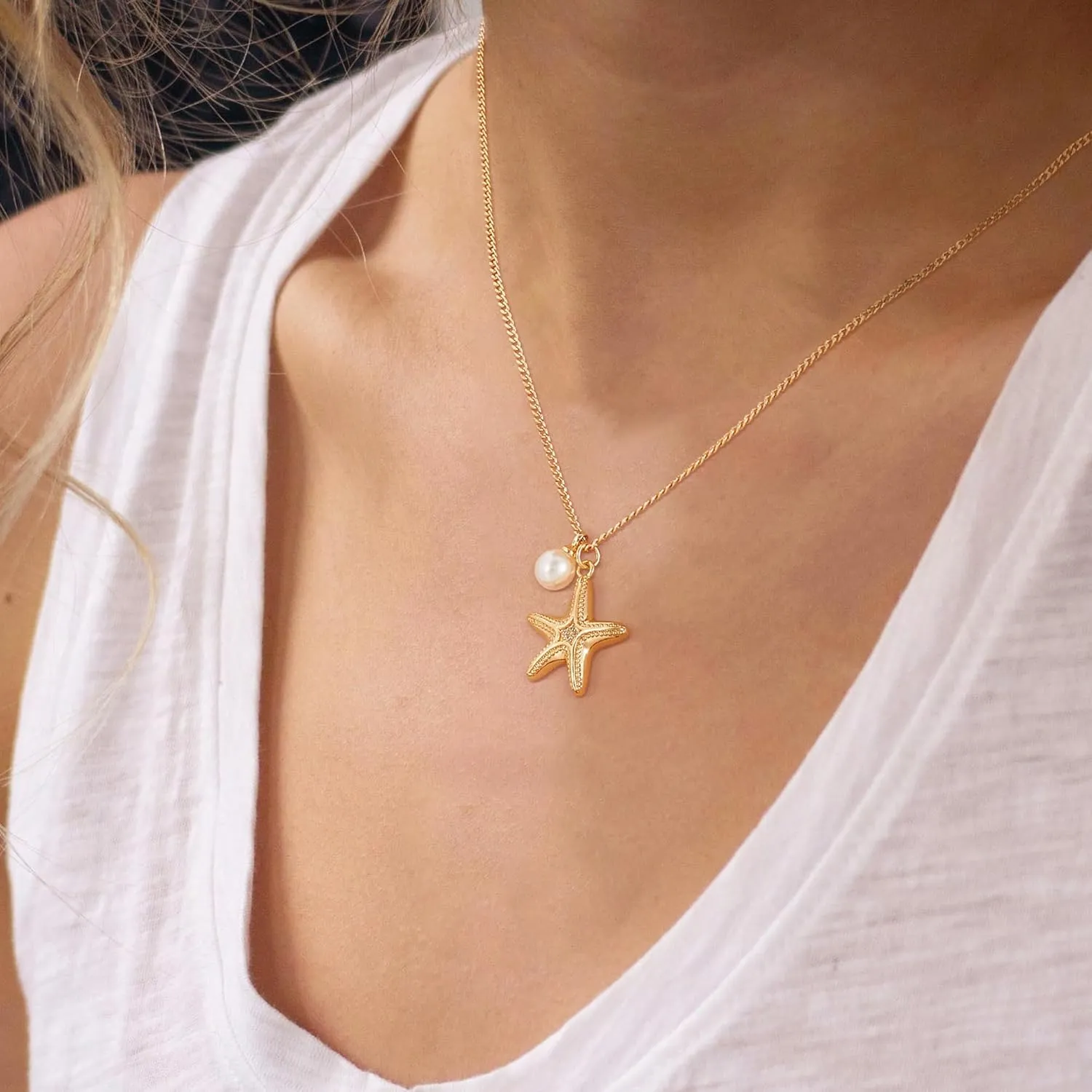 MTMY 14K Gold Plated Shell/Starfish/Anchor/Dolphin Pendant Necklaces Ocean Beach Summer Jewelry for Women