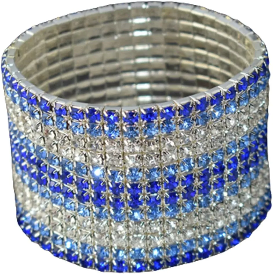 Multicolor Rhinestone Stackable Stretch Bracelets 12 Rows Sparkling Strand Crystal Tennis Bracelet Rhinestone Bracelet Wedding Jewelry for Women Bridal Girls