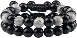 New 2026 Fashion Men Bracelet Set Natural Black Obsidian Tiger Eye Bead Bracelets Couples Prayer Bangles Women Soul Jewelry Gifts Trendy Accessories Creative Gift