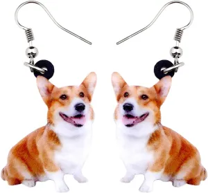 NEWEI Acrylic Smile Welsh Corgi Pembroke Dog Dangle Earrings Drop Pet Ornaments Jewelry For Women Gift Charm
