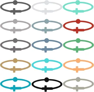 NEWITIN 15 Pieces Cross Bracelets for Women Silicone Cross Bracelet Family Friend Couple Jewelry Friendship Gift for Women Men