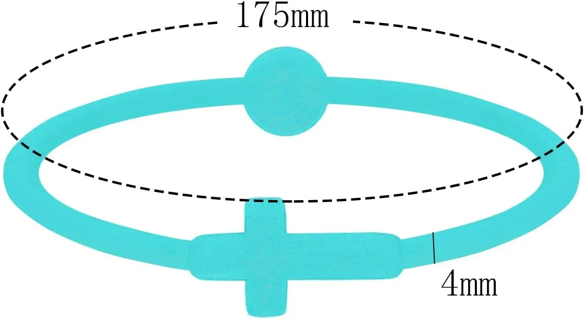 NEWITIN 15 Pieces Cross Bracelets for Women Silicone Cross Bracelet Family Friend Couple Jewelry Friendship Gift for Women Men
