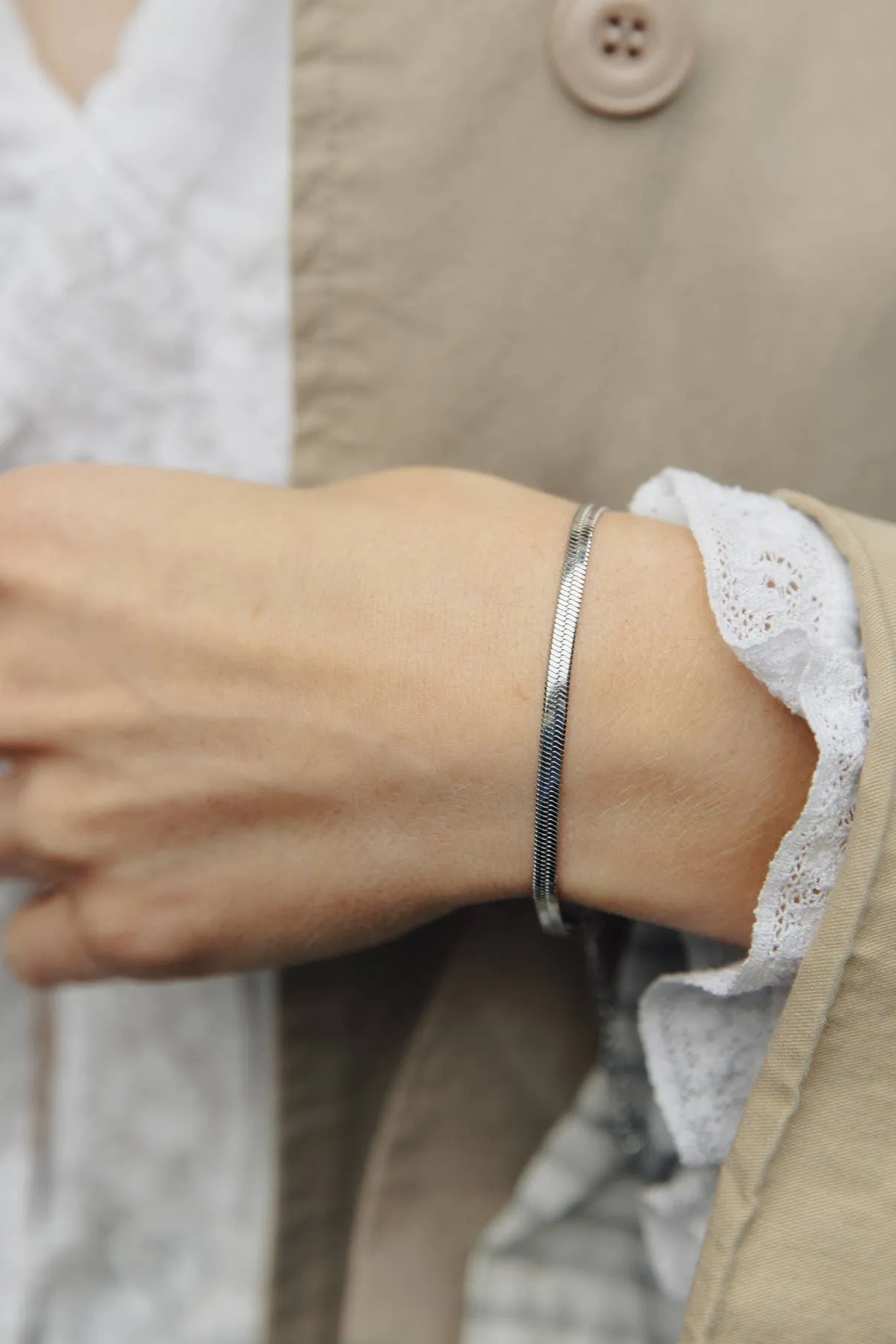 Nordic Muse Snake Chain Silver Bracelet