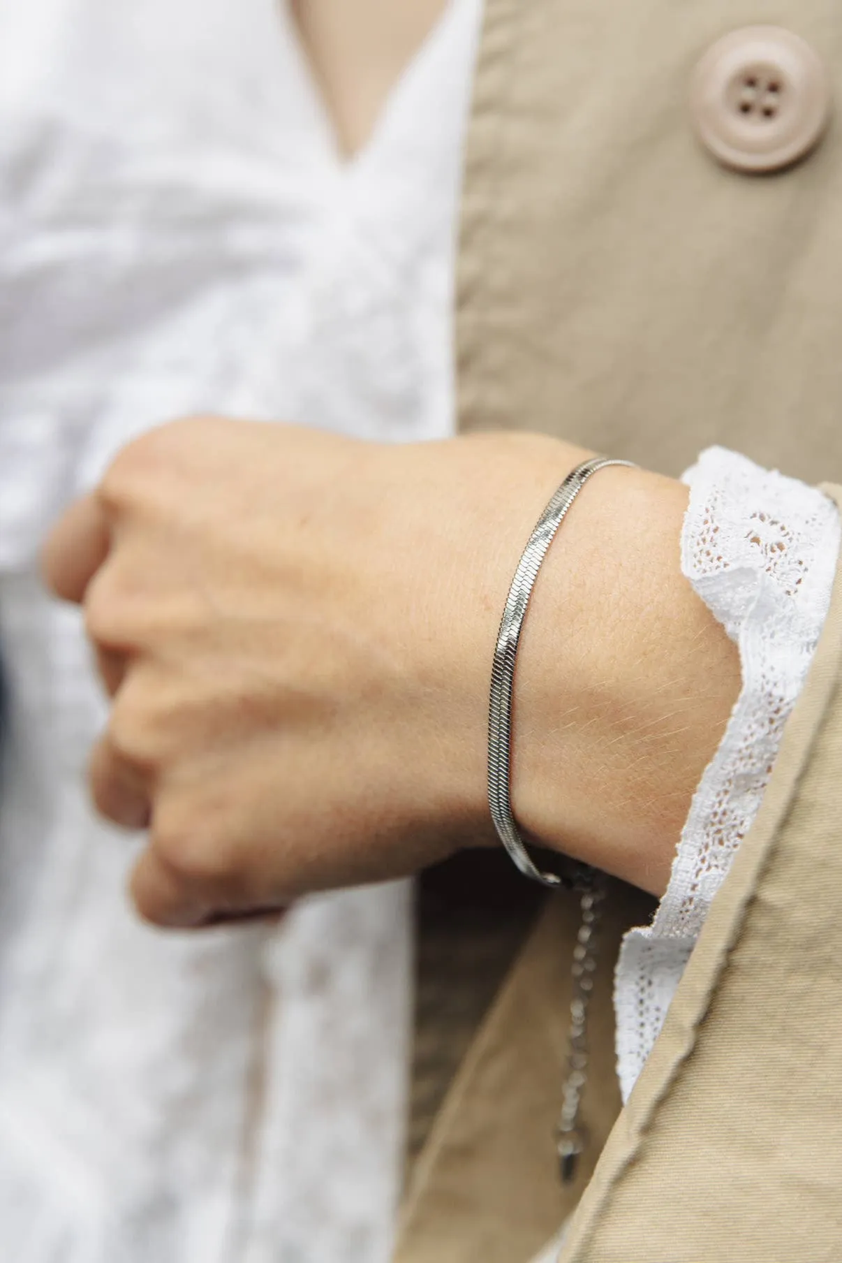 Nordic Muse Snake Chain Silver Bracelet
