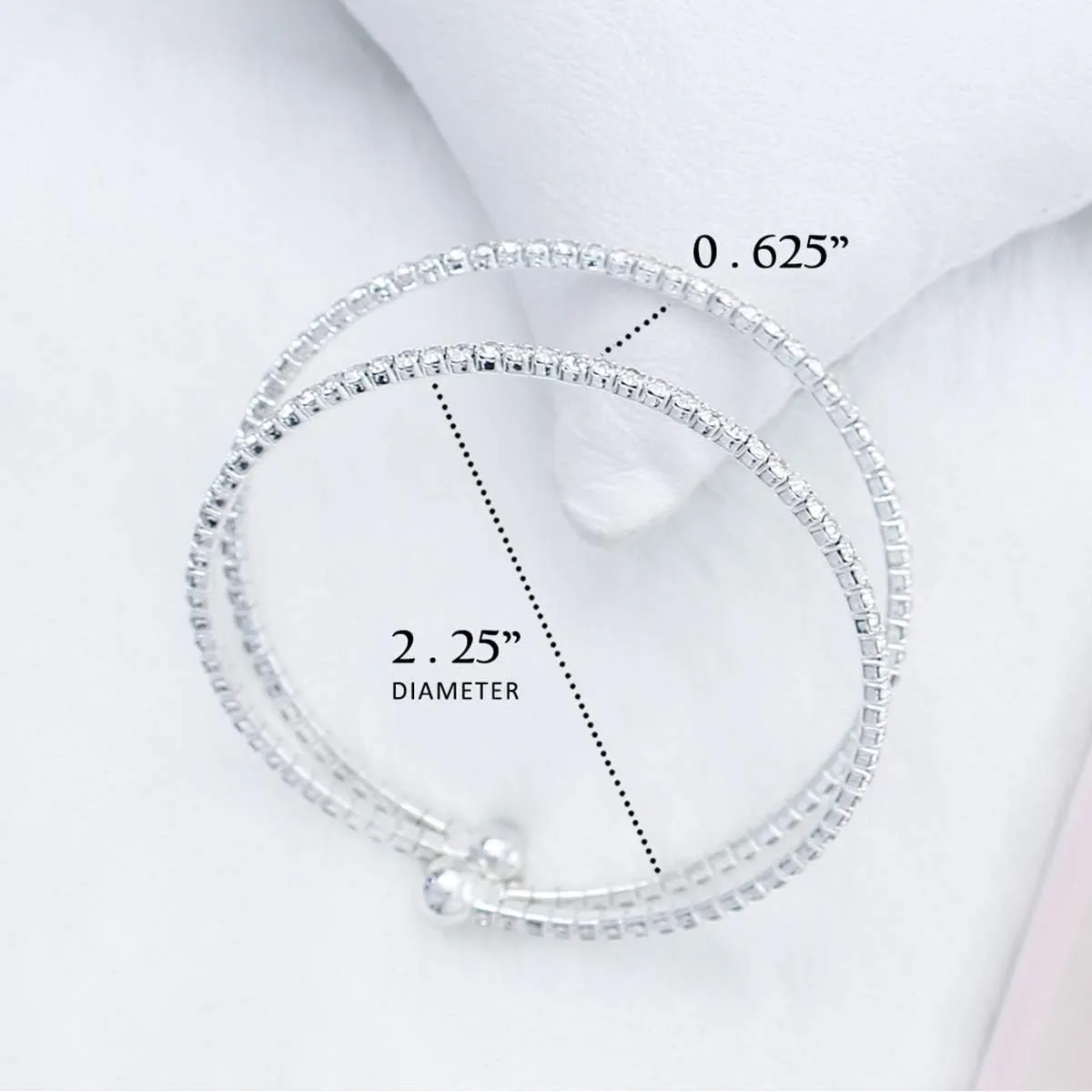 NTLX Crystal Bracelet for Women  Rhinestone Bangle Bracelet  Silver & Gold Plated - Flexible & Adjustable  Two Row - Bridal, Wedding, Prom, Party, Pageant, Evening, Casual, Bracelet - with Gift Box