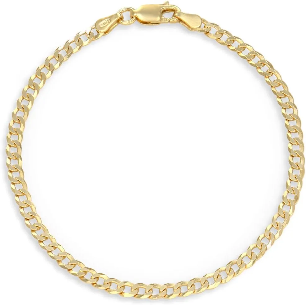 Oak&Luna - Minimalistic Bold Curb Gourmette Chain Bracelet - in Precious 925 Sterling Silver or 18k Gold Vermeil/Jewelry For Her, Woman, Friend/Gift for Birthday, Anniversary