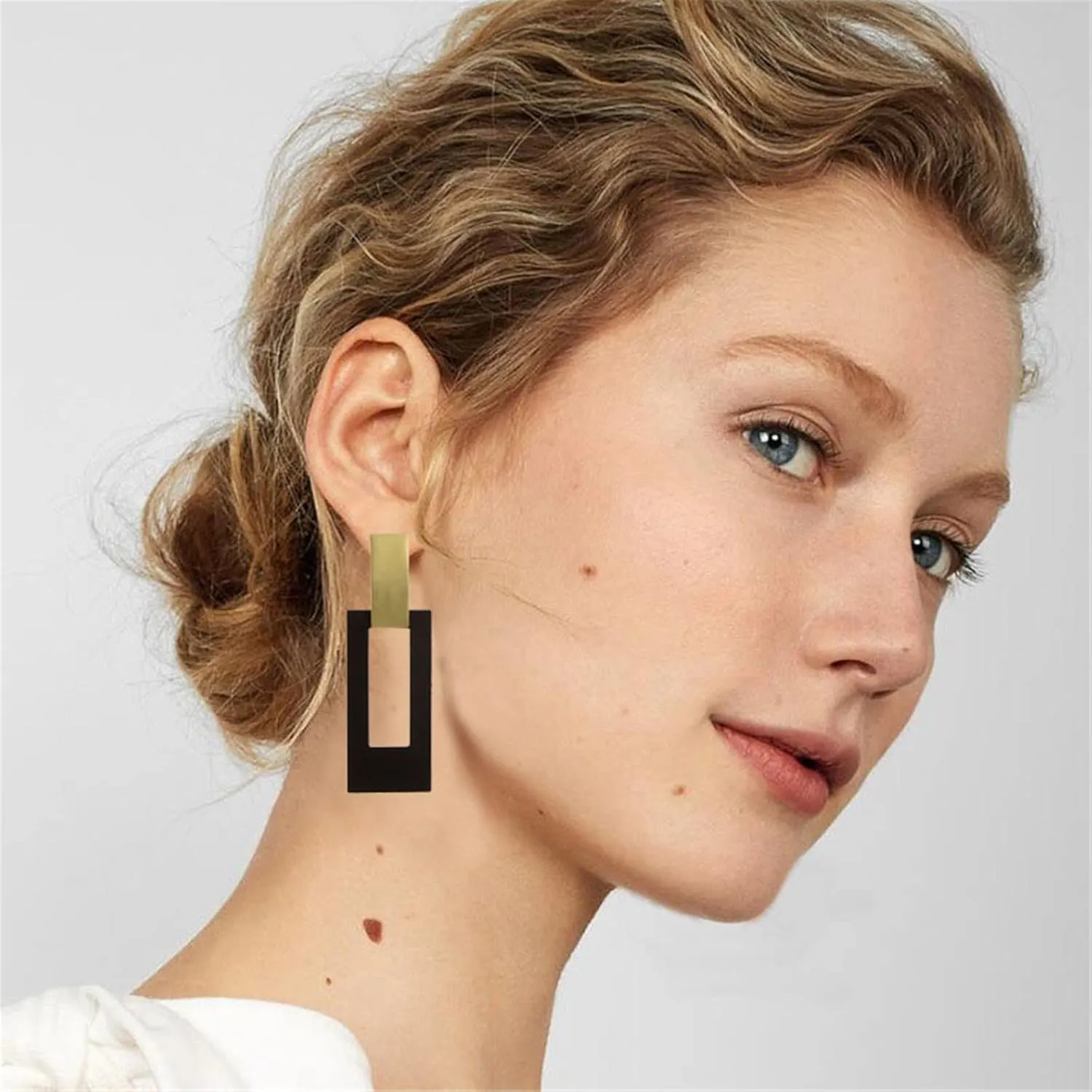 ONLYJUMP Chic Multi Heart Dangle Earrings 14k Plating Gold Black Fashion Simple Personality Long Drop Earrings Metal Love Geometry Earrings for Women Valentine Gift Statement Jewelry