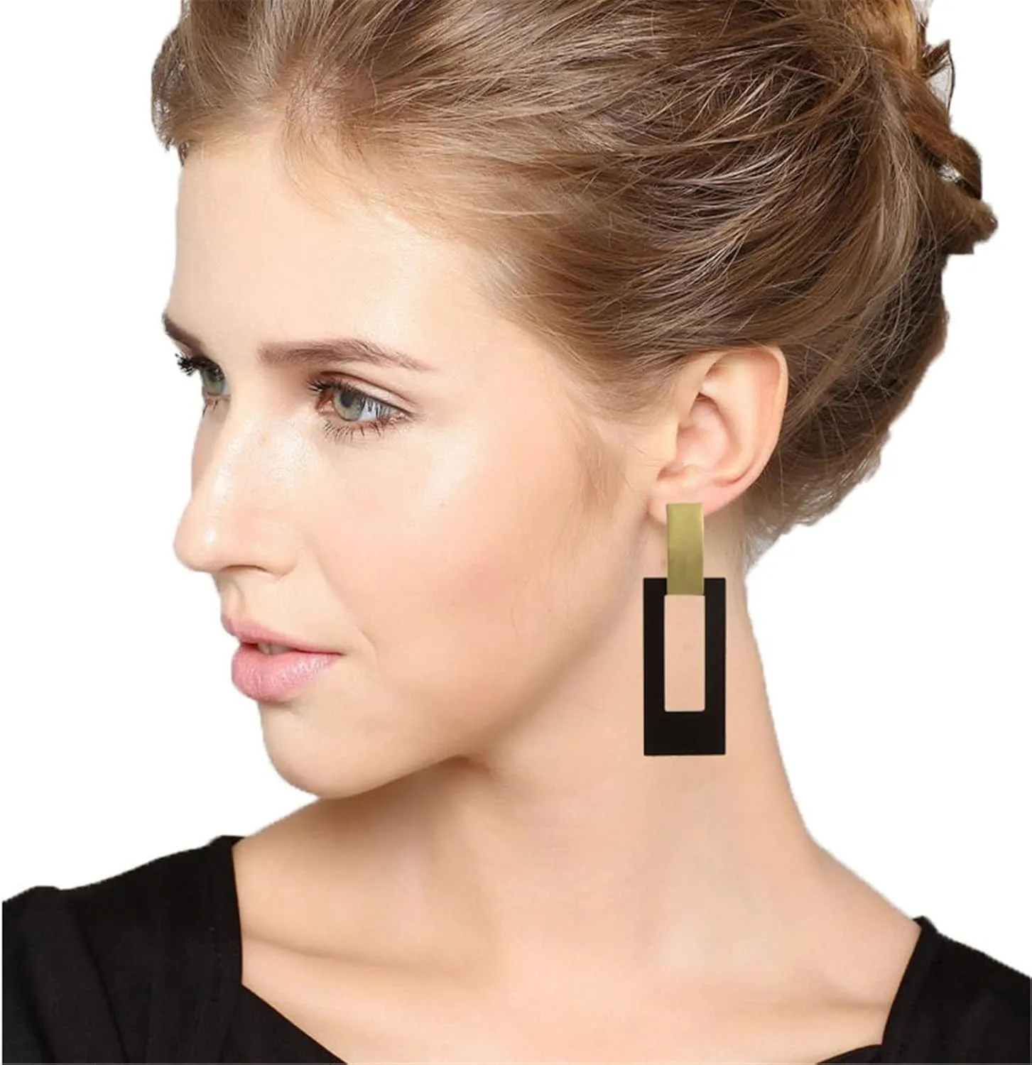 ONLYJUMP Chic Multi Heart Dangle Earrings 14k Plating Gold Black Fashion Simple Personality Long Drop Earrings Metal Love Geometry Earrings for Women Valentine Gift Statement Jewelry