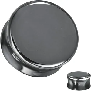 Pair (2PCS) HEMATITE STONE PLUGS Double Flare Organic Gauges Ear Tunnels 9288, Black
