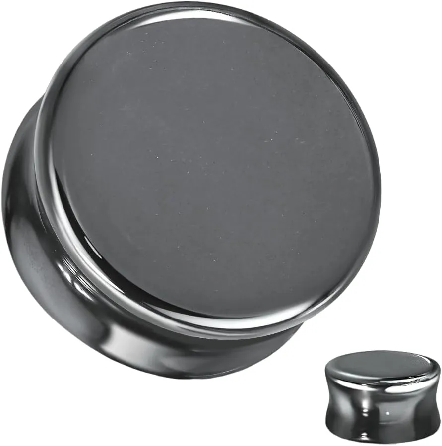 Pair (2PCS) HEMATITE STONE PLUGS Double Flare Organic Gauges Ear Tunnels 9288, Black