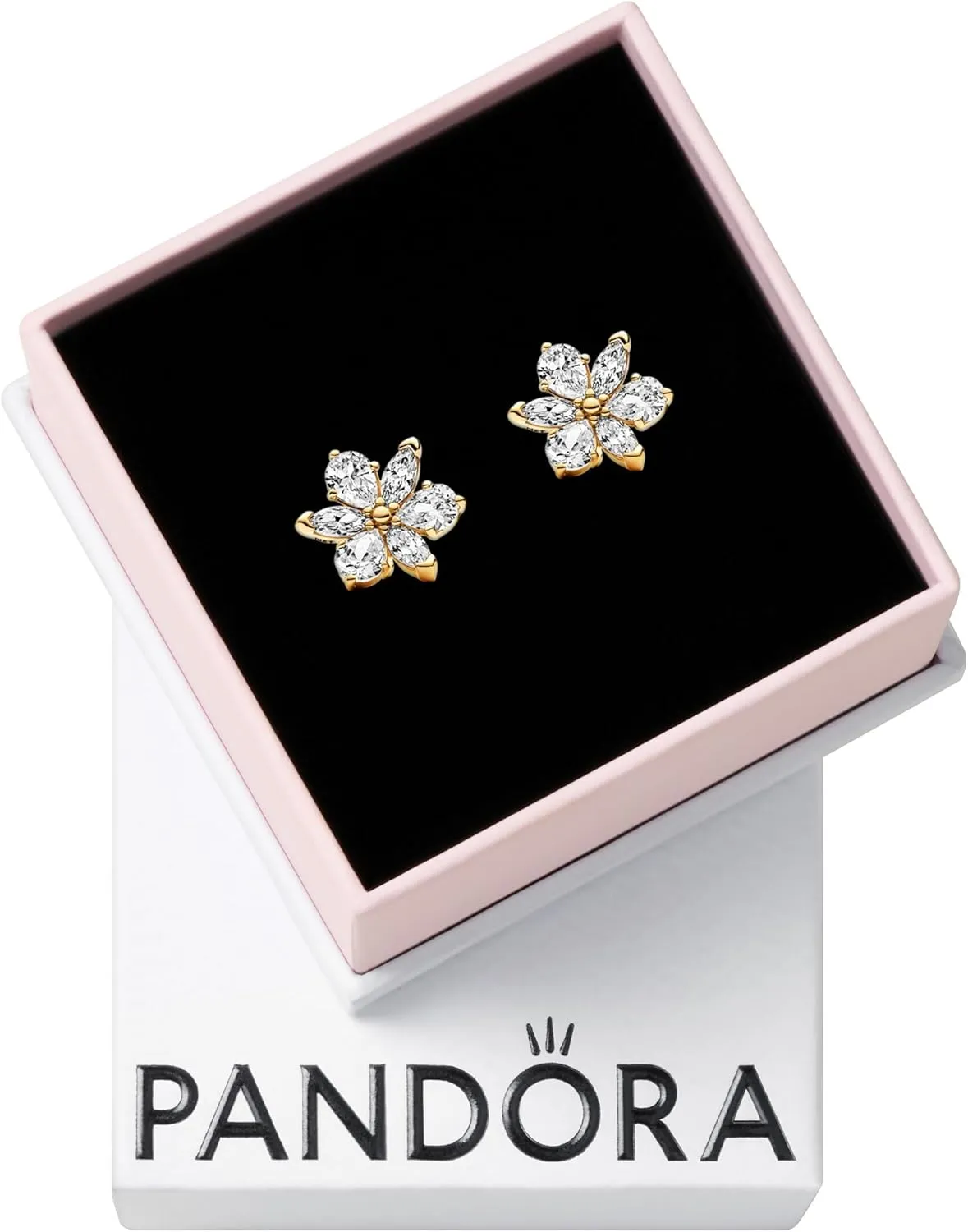 PANDORA Timeless Sparkling Herbarium Cluster Stud Earrings - Gift for Her - PANDORA Shine 14k Gold-Plated Earrings with Cubic Zirconia - With Gift Box
