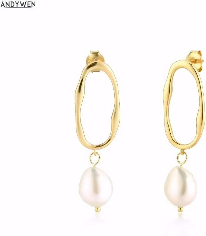 Pearl earrings for women 925 Sterling Silver Gold Irregular Pearl Drop Earring Women Clips Luxury Fashion Fine Jewelry Rock Punk-T71