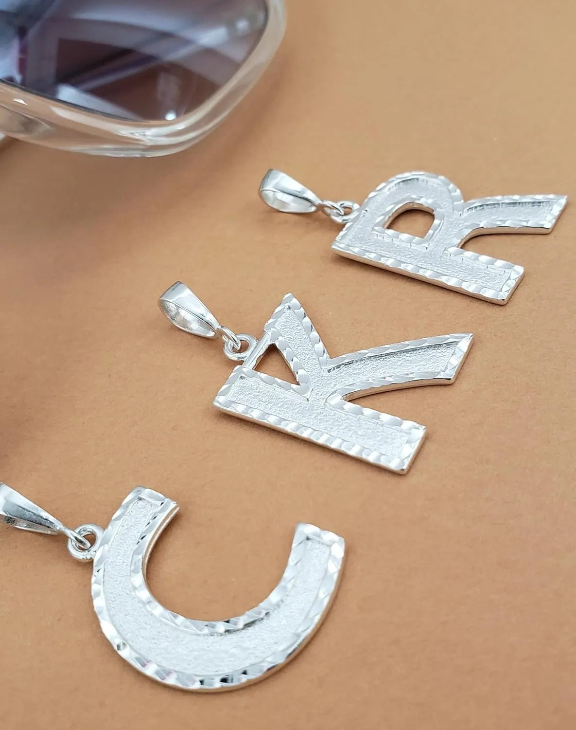 Personalized 1.0 Inch Solid.925 Sterling Silver Initial A-Z Charm