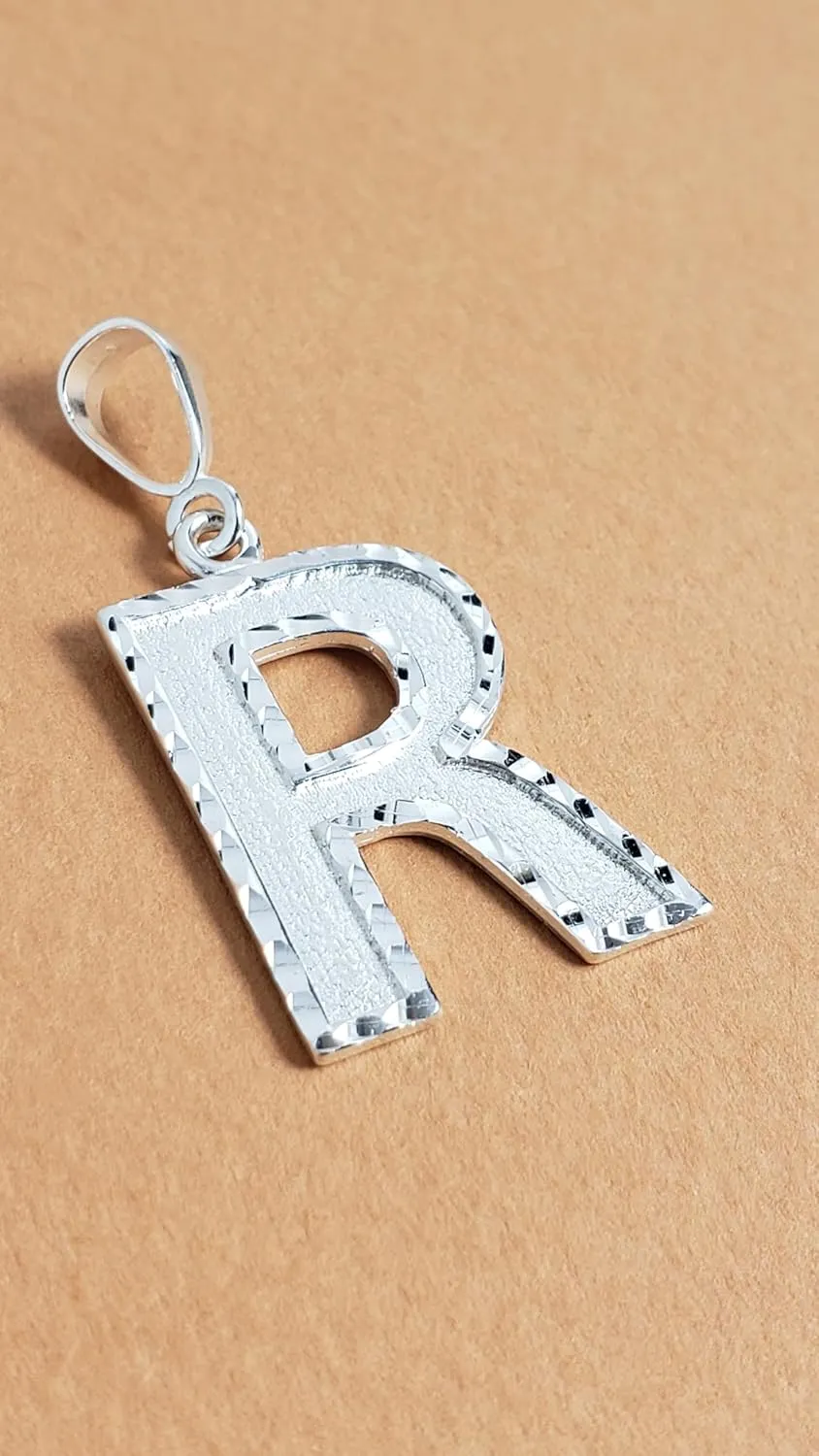 Personalized 1.0 Inch Solid.925 Sterling Silver Initial A-Z Charm