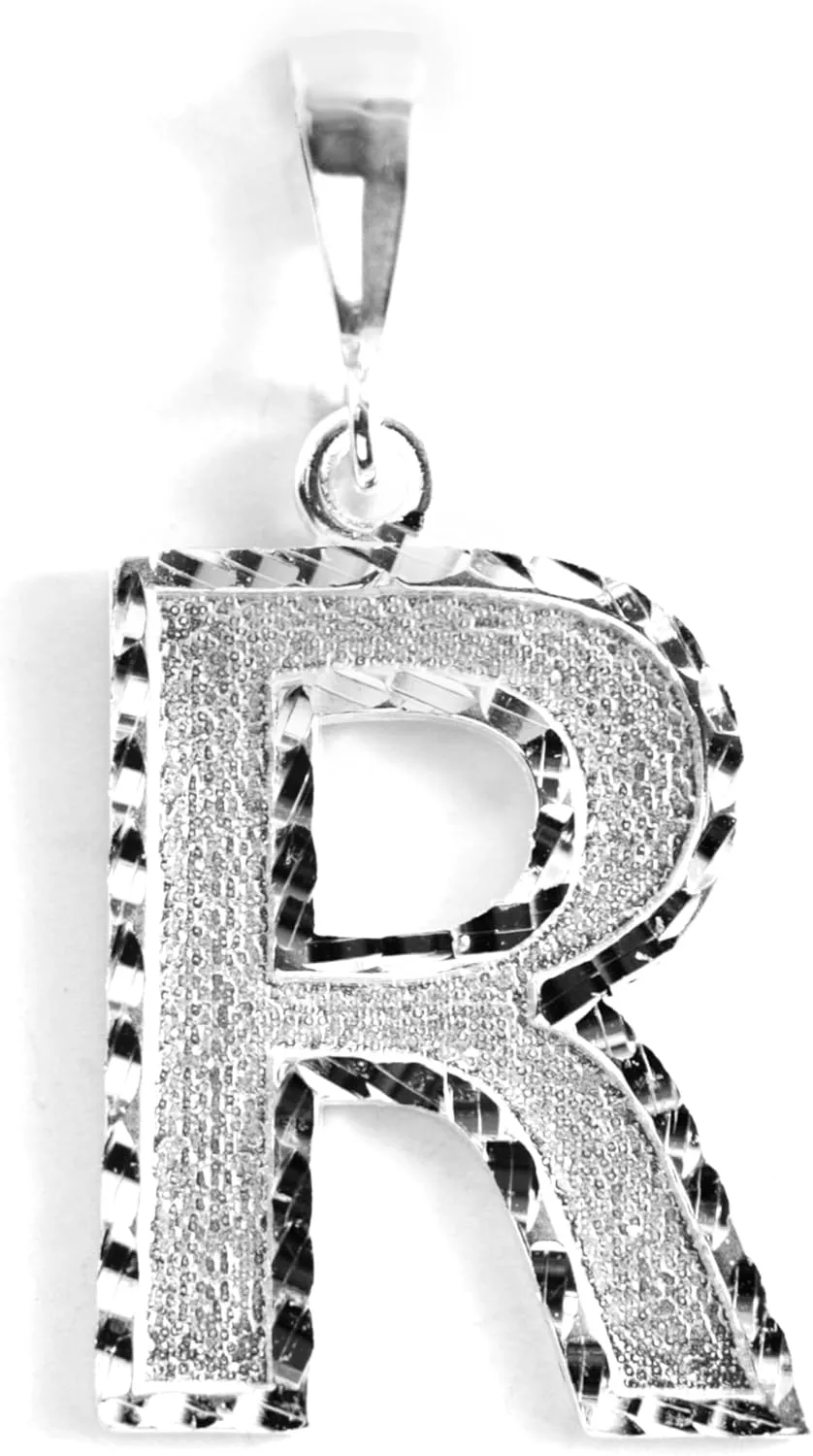 Personalized 1.0 Inch Solid.925 Sterling Silver Initial A-Z Charm