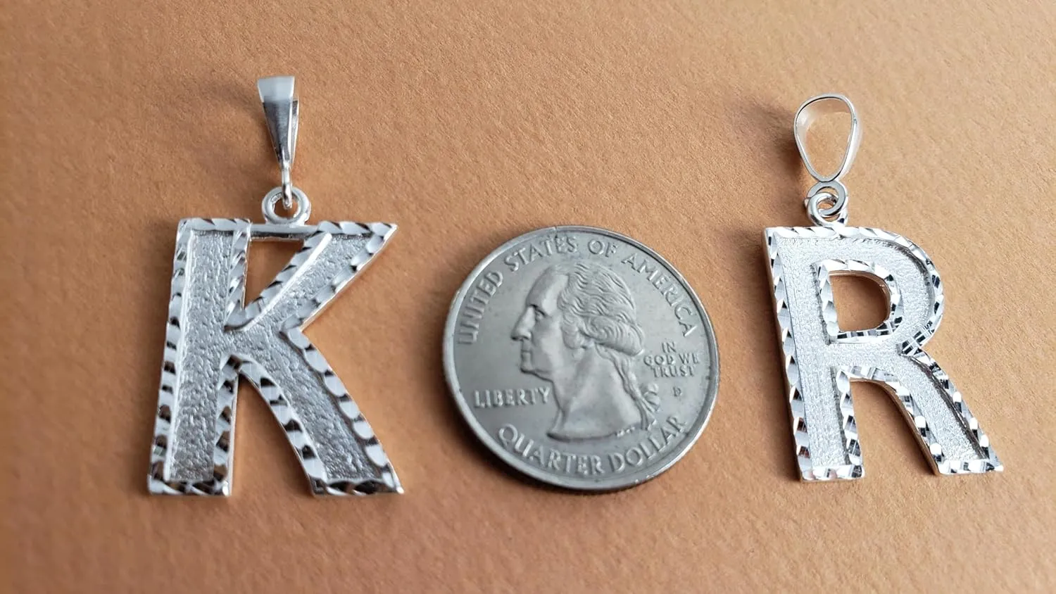 Personalized 1.0 Inch Solid.925 Sterling Silver Initial A-Z Charm