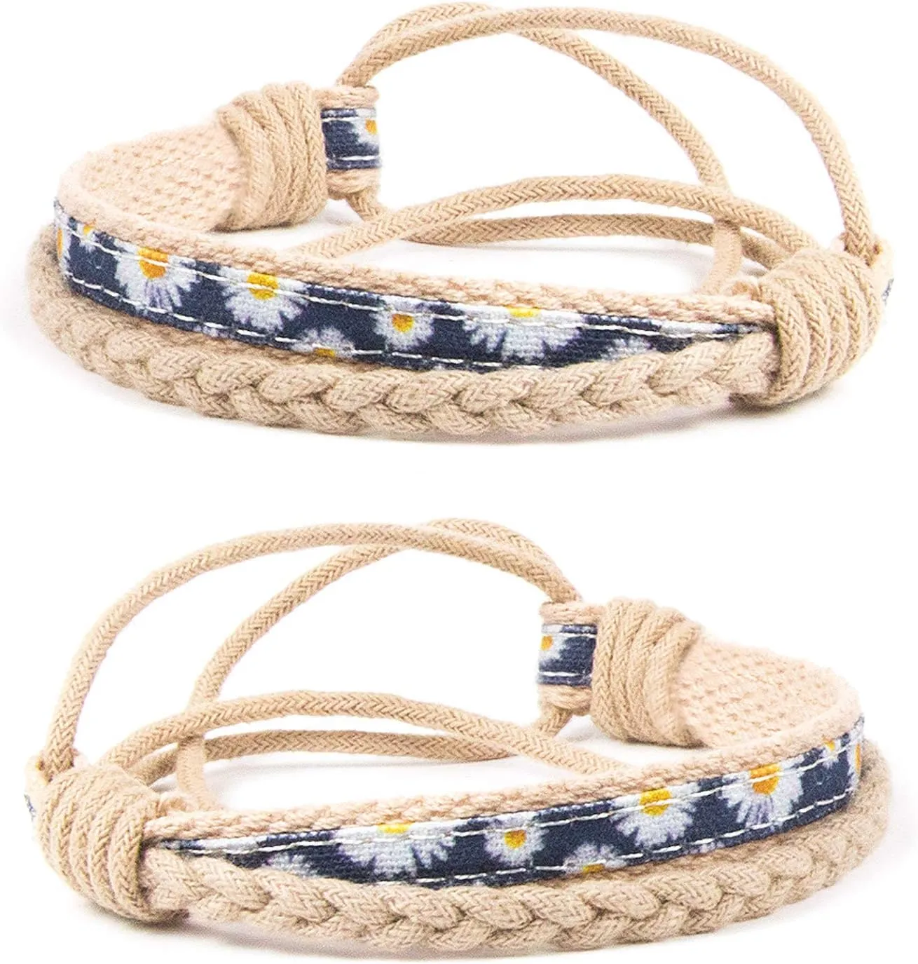 Pettsie Matching Friendship Bracelets, 2 Pack Set, Easy Adjustable, 100% Cotton (Blue)