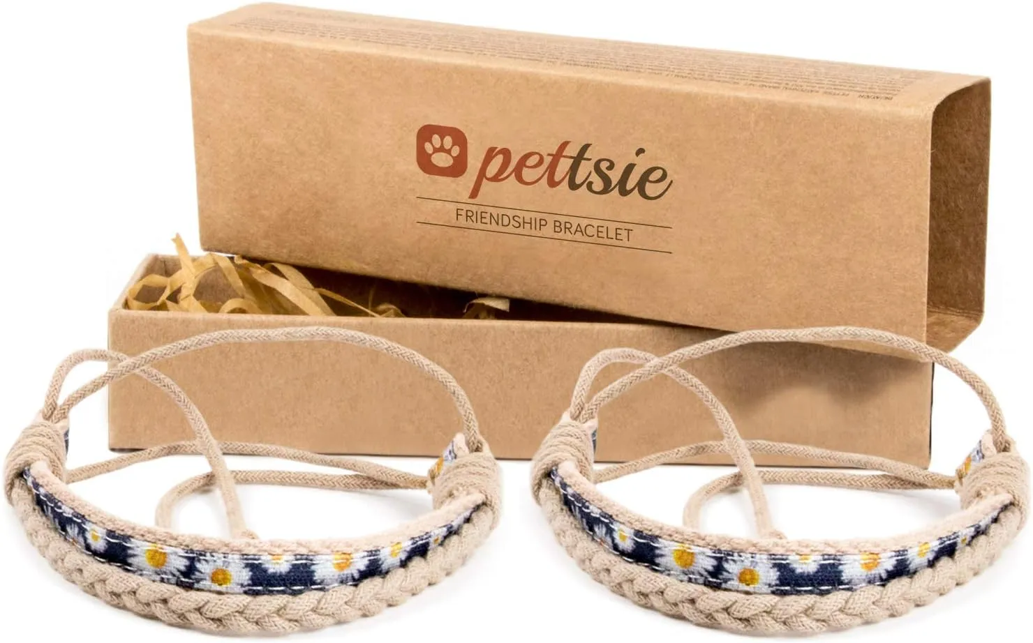 Pettsie Matching Friendship Bracelets, 2 Pack Set, Easy Adjustable, 100% Cotton (Blue)