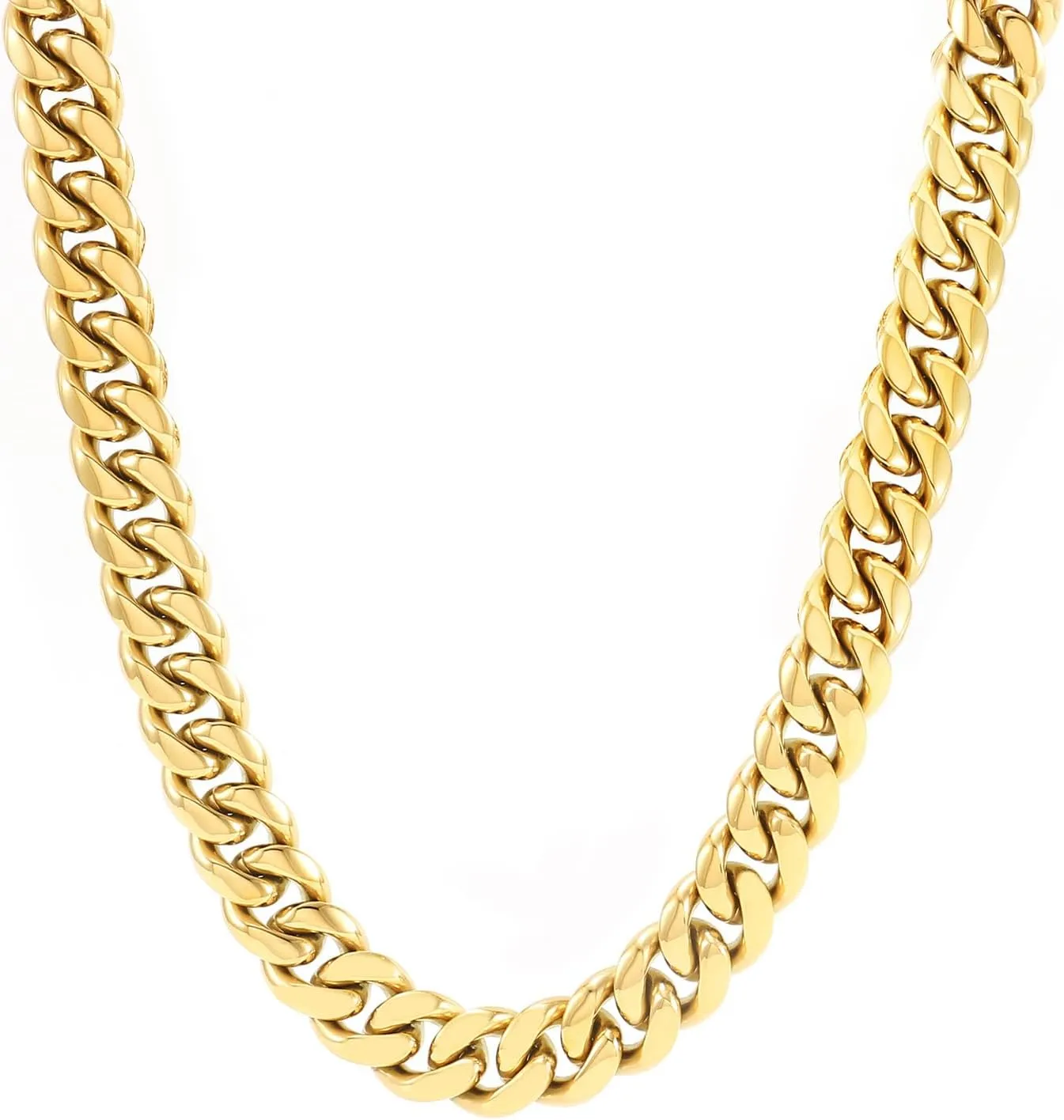 POYAMUSE Gold Chain Necklace, 18K Gold Cuban Link Chain Necklace, 6MM,18/20/22/24/26/28/30 inches, Hip Hop Gold Chain Jewelry