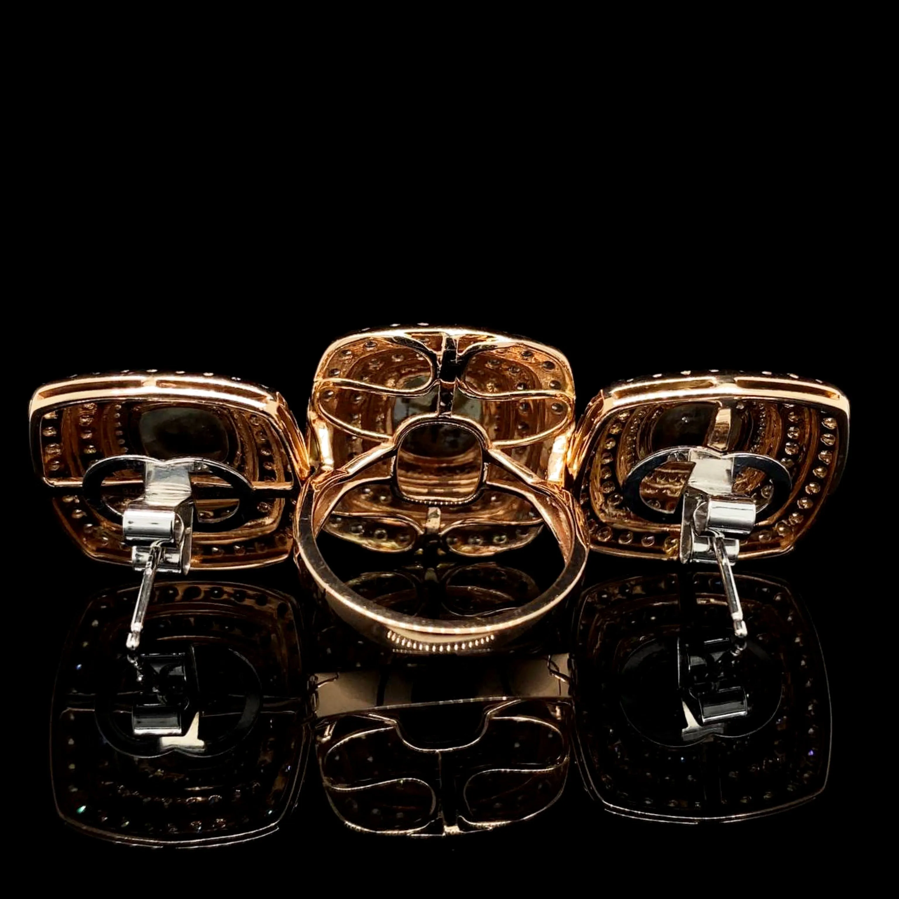 PREORDER | Rose Cushion Colored Diamond Jewelry Set 14kt