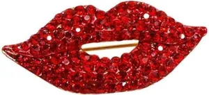 Red Lips Rhinestone Brooch Pin Women Red Lips Full Rhinestone Brooch Pin Creative Sexy Crystal Shining Mouth Brooch Party Wedding Jewelry Accessories Gift Brooches and Pins Jewelry