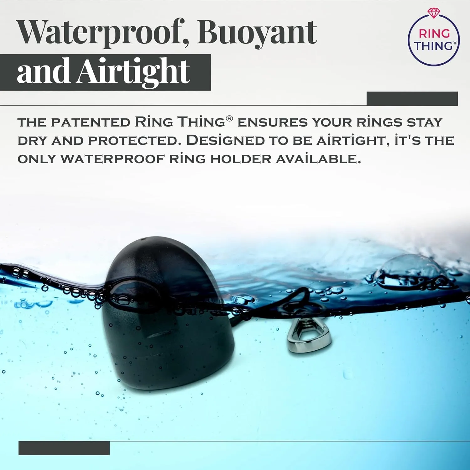 Ring Holder Keychain, Jewelry Organizer and Storage, Portable Waterproof Ring Holder, Pill Box Keychain Container, Gym Accessory, and Travel Ring Case (Black Onyx)