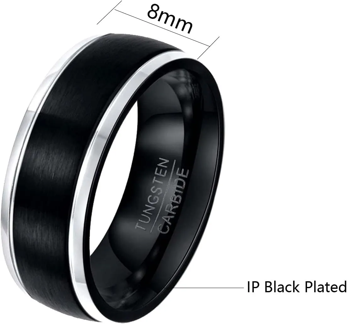 ringheart Black 2 Rings His and Her Ring Couple Rings Matching Ring 1ct CZ Womens Wedding Ring Tungsten Mens Wedding Bands