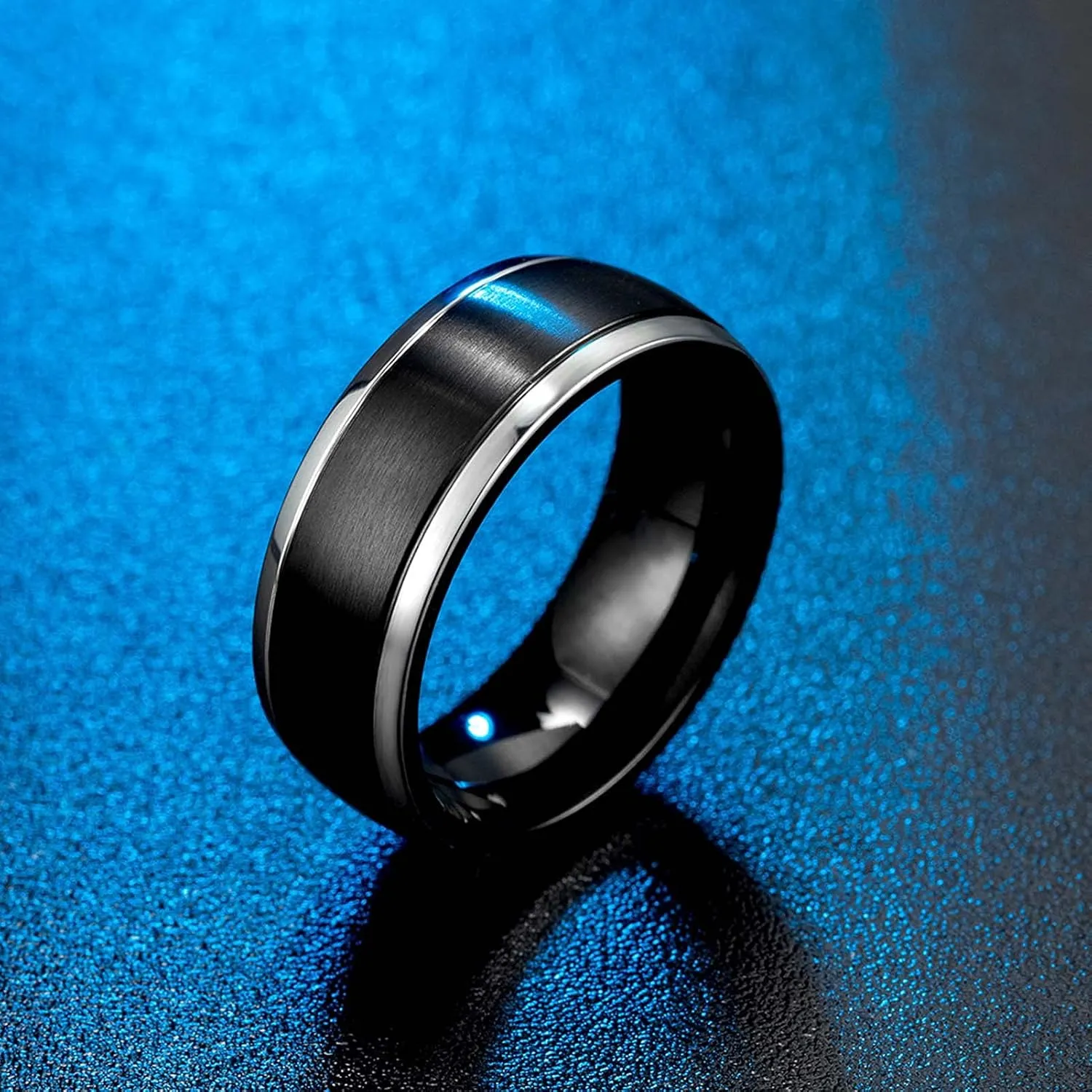 ringheart Black 2 Rings His and Her Ring Couple Rings Matching Ring 1ct CZ Womens Wedding Ring Tungsten Mens Wedding Bands