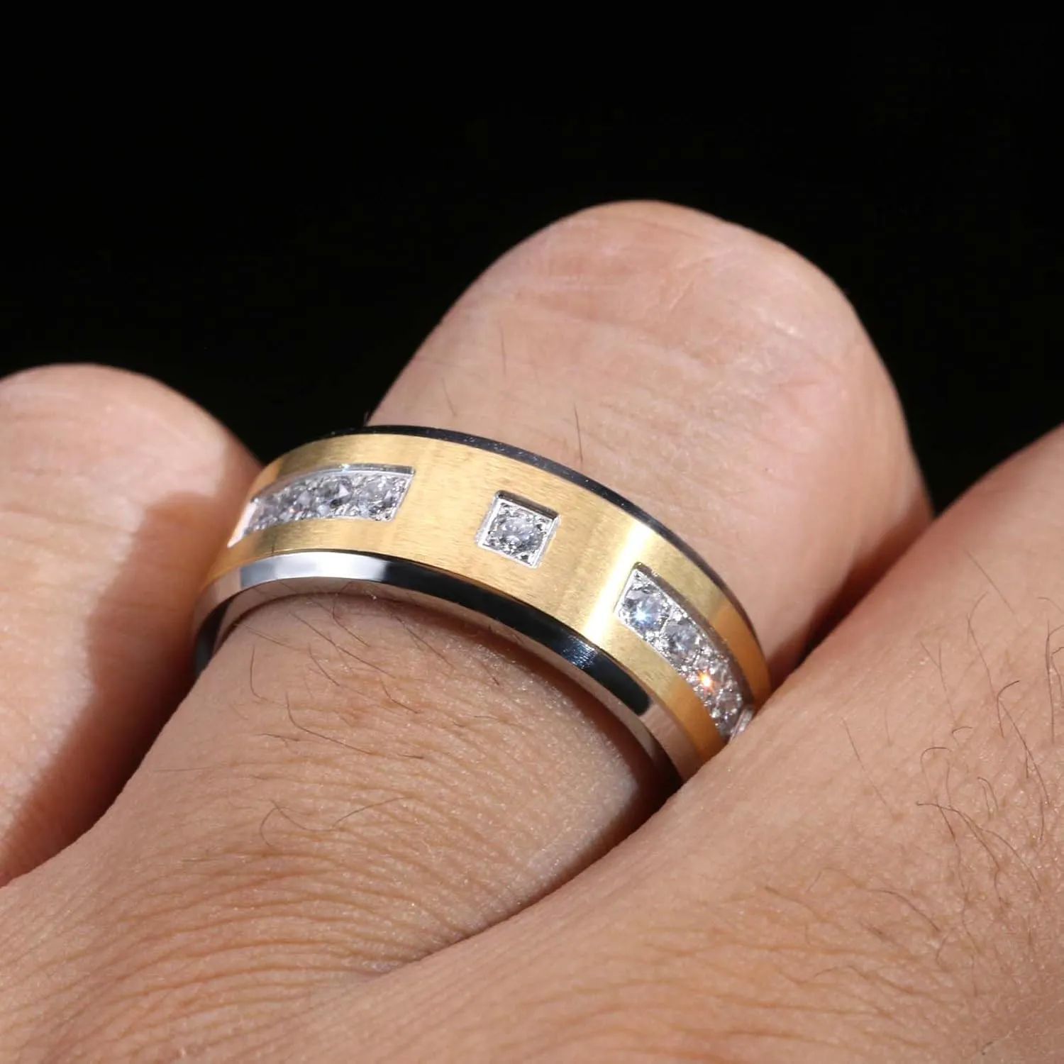 ringheart Couple Rings Matching Ring Heart 1.5ct CZ Yellow Gold Plated Women Wedding Ring Sets for Him and Her Rings