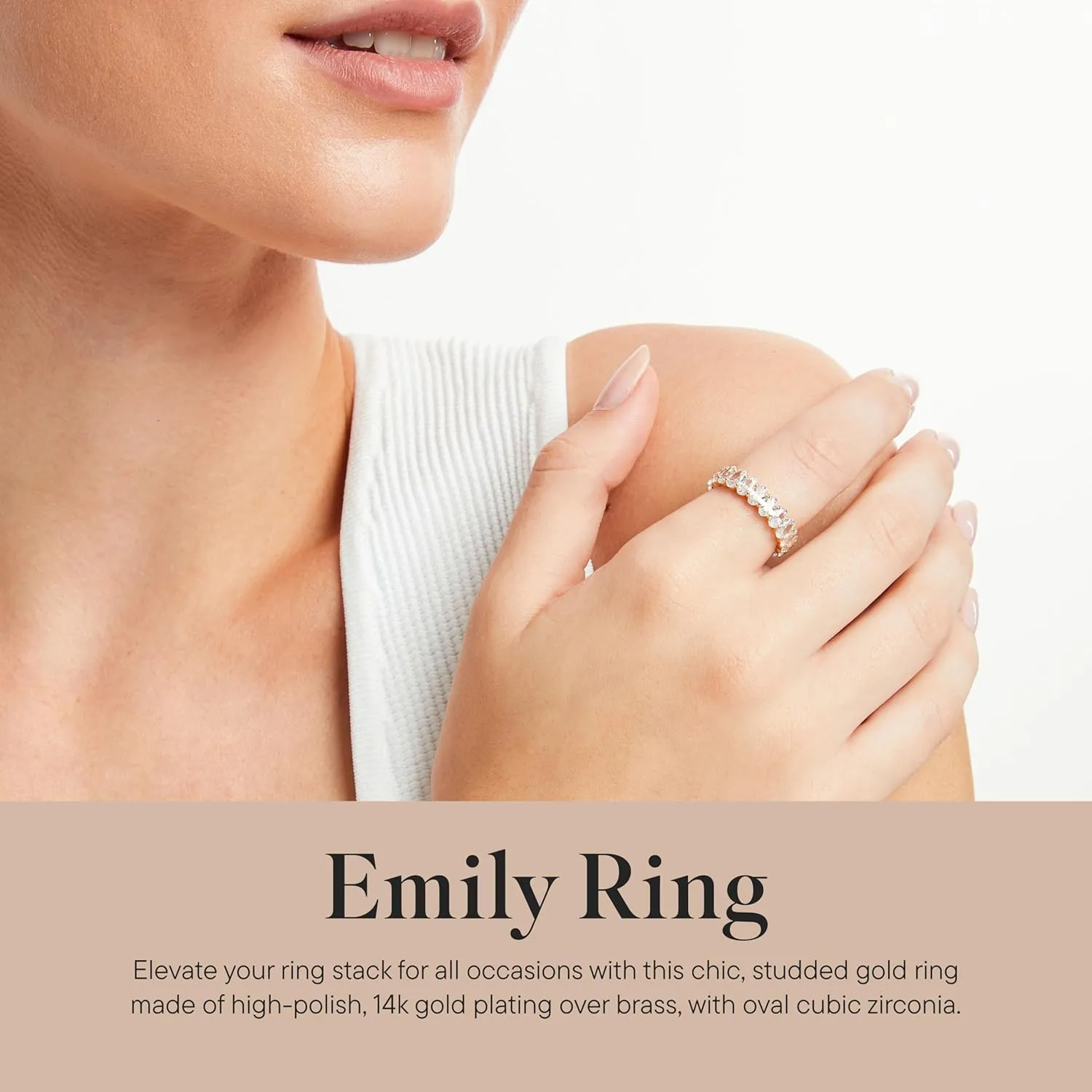 Rocksbox Emily Women's Ring - High Polish Plating with Cubic Zirconia - Premium Quality Jewelry