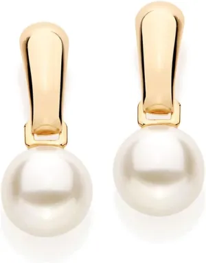 Rommanel 18K Gold Plated Earring with Pearl | Eye-Popping, Super-Dainty Studs with Pendant Pearl | Beautiful Set of Earrings to Add Feminine Touch
