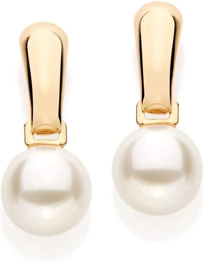 Rommanel 18K Gold Plated Earring with Pearl | Eye-Popping, Super-Dainty Studs with Pendant Pearl | Beautiful Set of Earrings to Add Feminine Touch