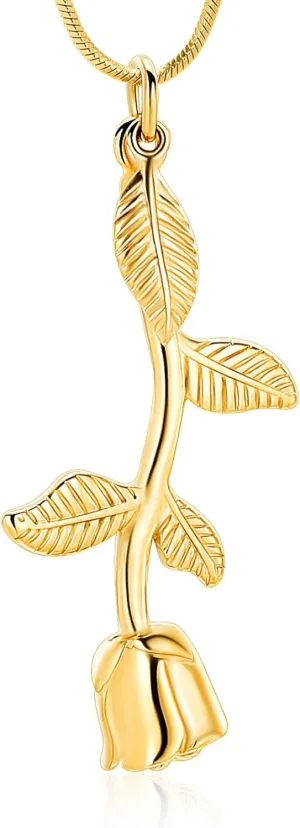 Rose Flower Cremation Jewelry Urn Necklaces for Ashes, Cremation Ash Jewelry Memorial Pendants for Human Pets Ashes