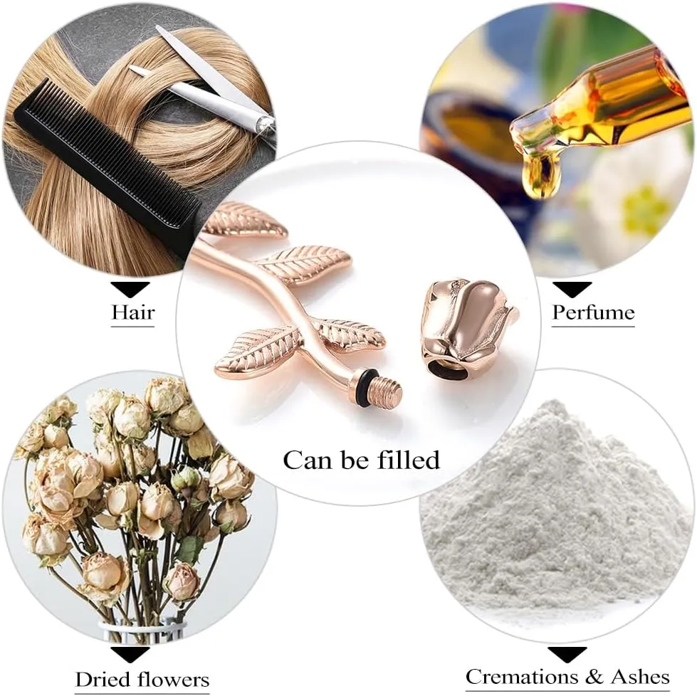 Rose Flower Cremation Jewelry Urn Necklaces for Ashes, Cremation Ash Jewelry Memorial Pendants for Human Pets Ashes