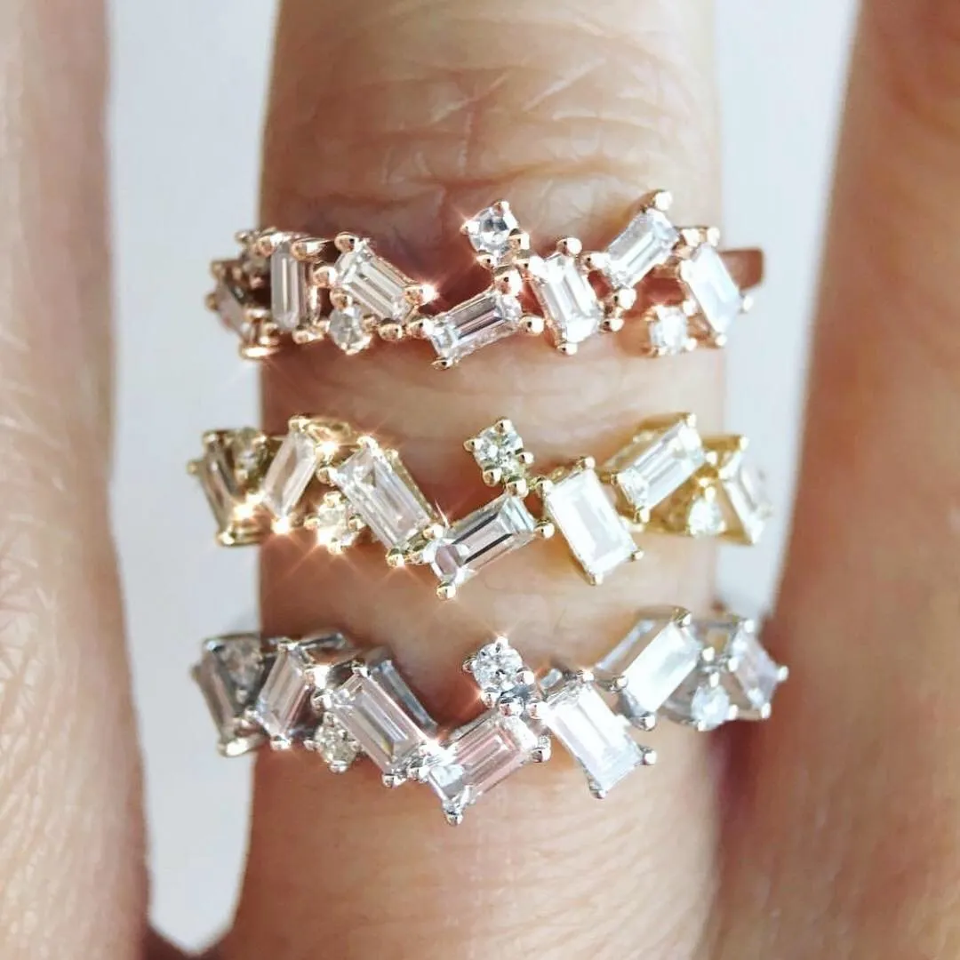 Rose Gold Organic Baguette Diamond Ring