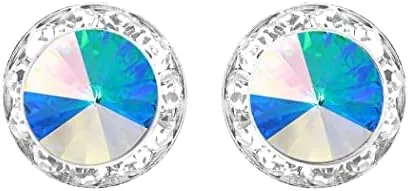 Rosemarie & Jubalee Women's Timeless Classic Statement Hypoallergenic Post Back Halo Earrings Made With Premium Crystals