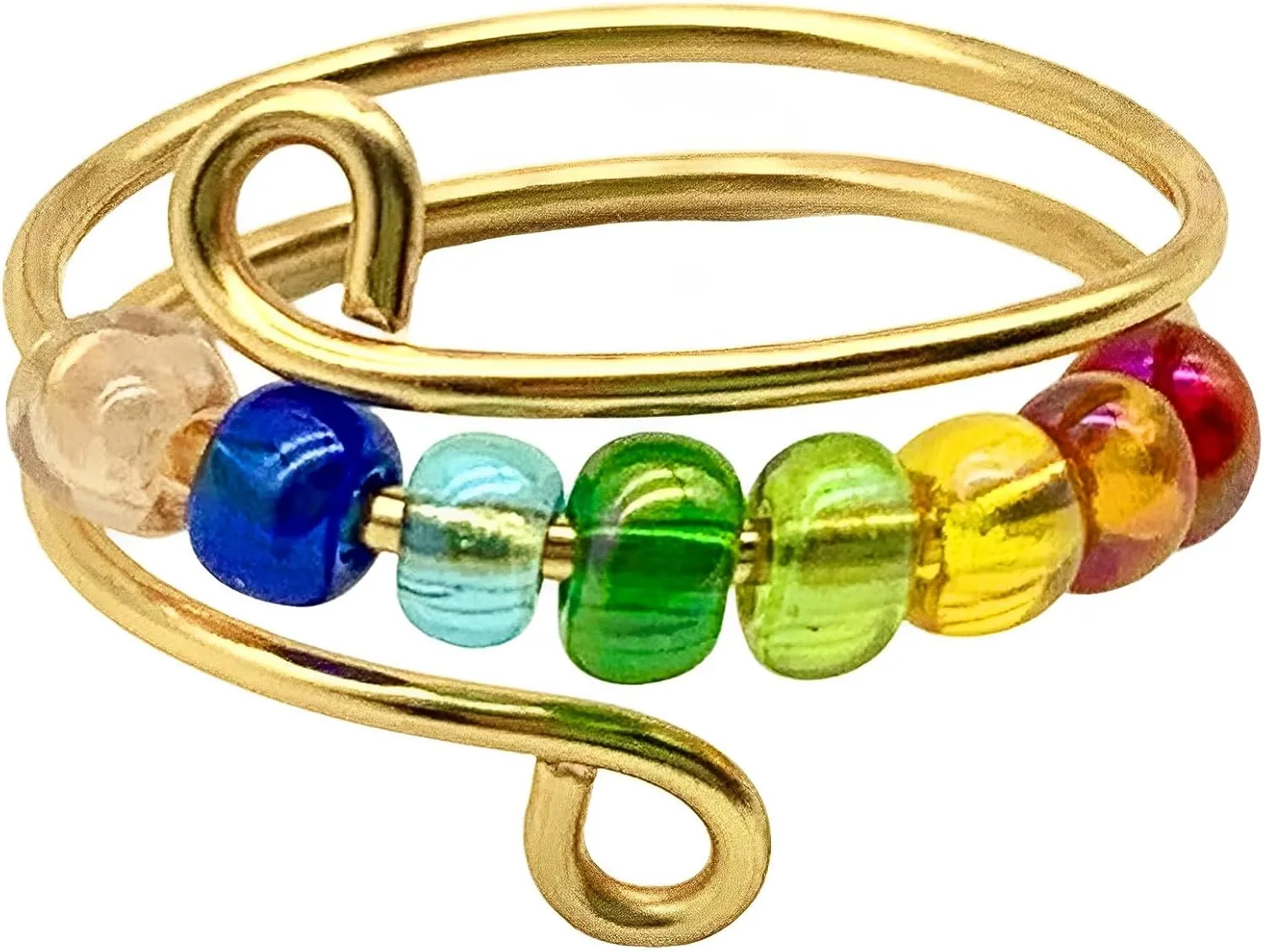 Rotatable Bead Fidget Ring Set - Adjustable Spinner Mood Rings, Cute Gifts for Women & Men