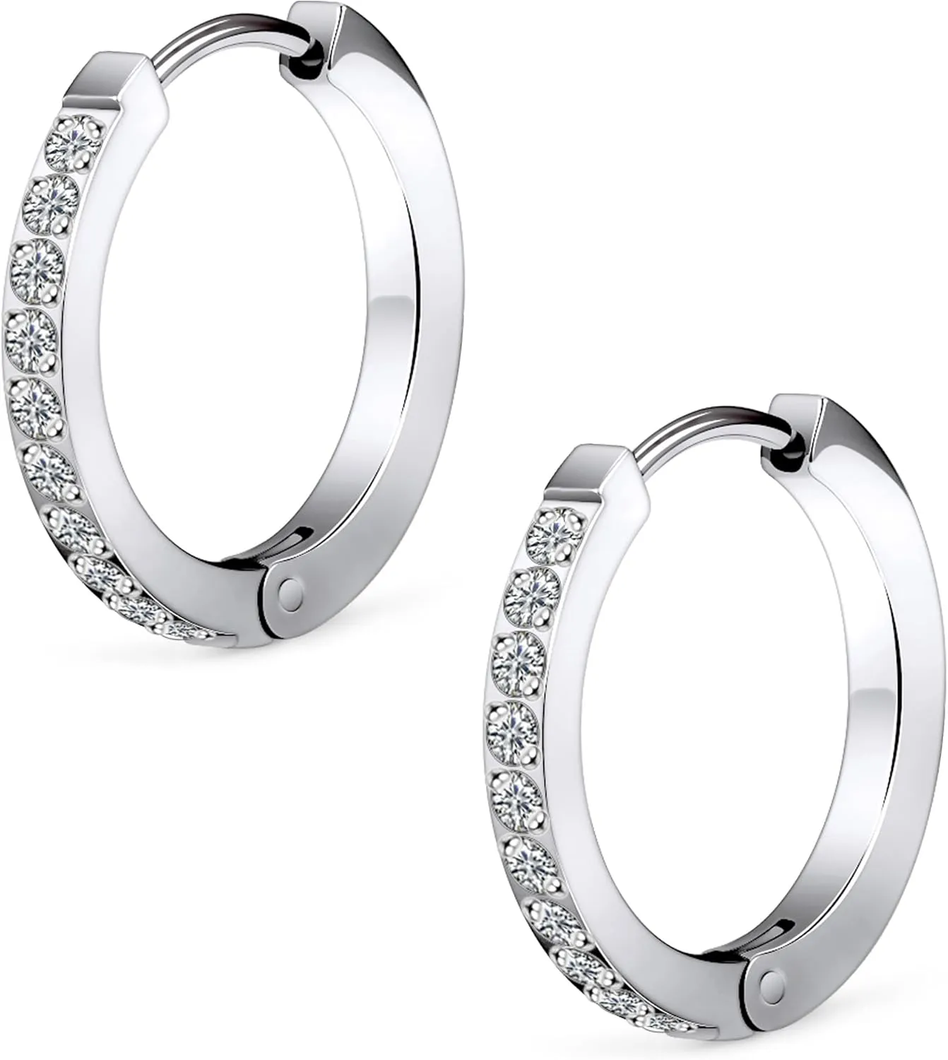 Ruifan ASTM F136 Titanium Hoop Earrings for Women Small Huggie Hoop Earrings Hypoallergenic Rook Helix Cartilage Hoops Cubic Zirconia Cuff Earring Piercing Jewelry For Women Sensitive Ears 20G 18G