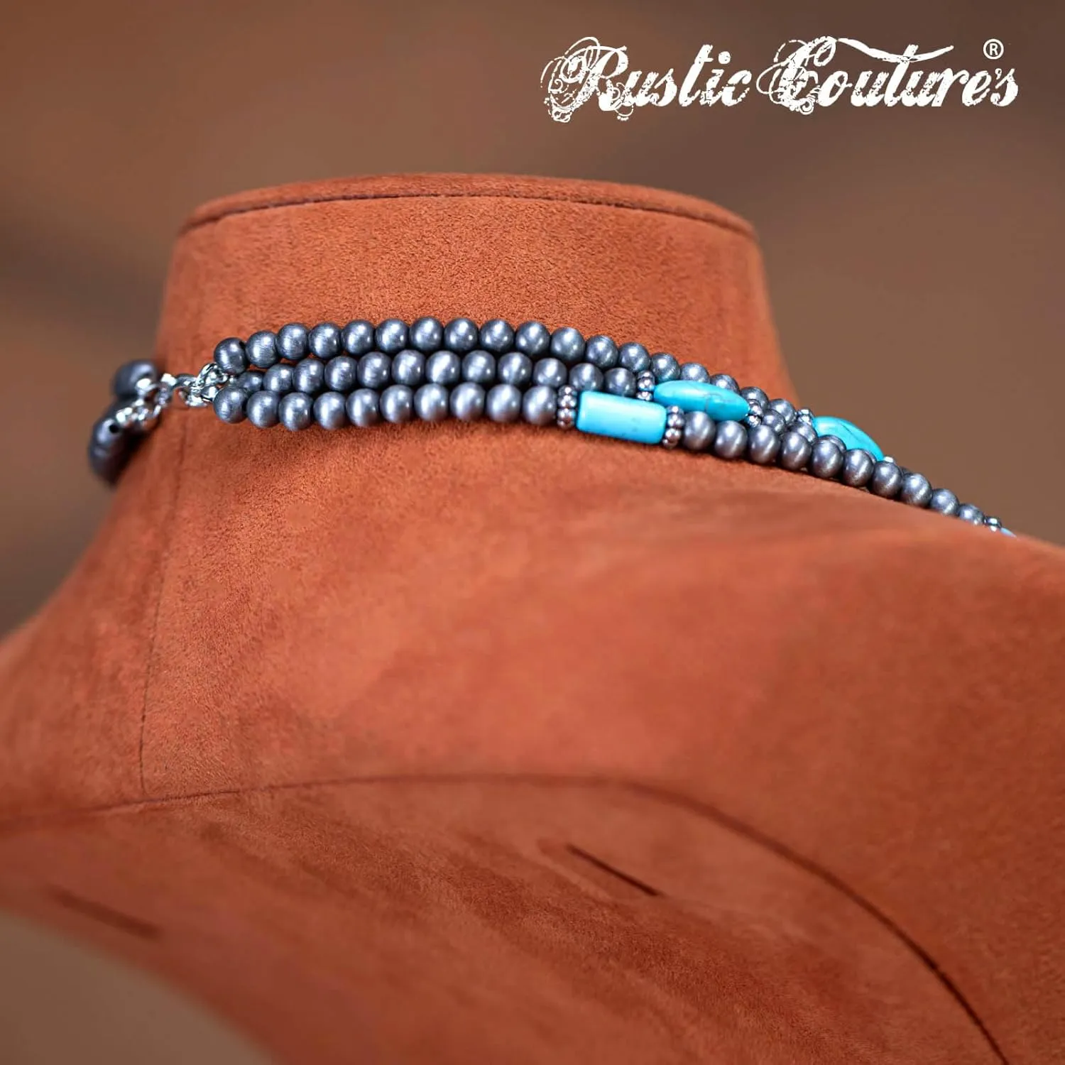 Rustic Couture's Western Turquoise Jewelry Set for Women Multi Layer Necklaces Navajo Cowgirl Beaded Neacklaces
