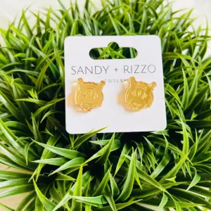 Sandy   Rizzo 'Small Golden Tiger Stud Earrings'