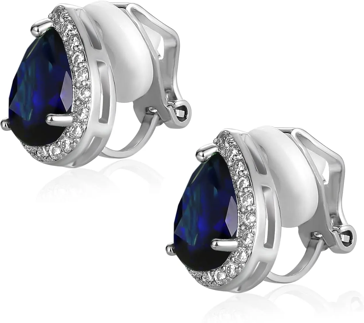 SELOVO Clip On earrings for Women Teardrop Cubic Zirconia Clip Earrings Stud