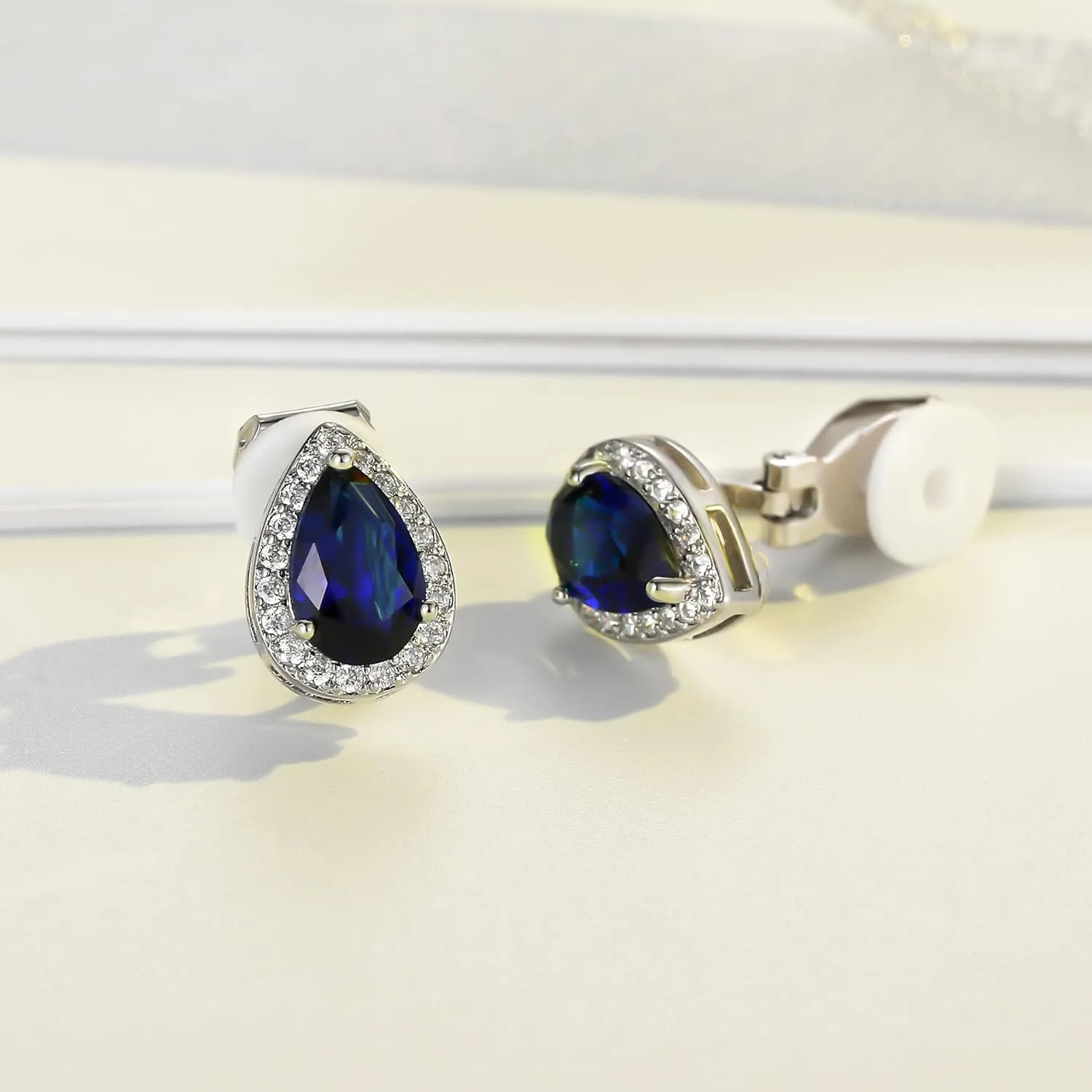 SELOVO Clip On earrings for Women Teardrop Cubic Zirconia Clip Earrings Stud
