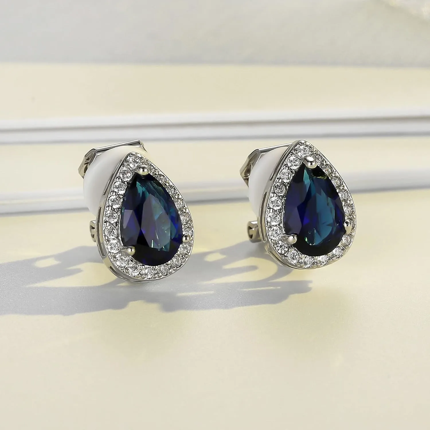 SELOVO Clip On earrings for Women Teardrop Cubic Zirconia Clip Earrings Stud