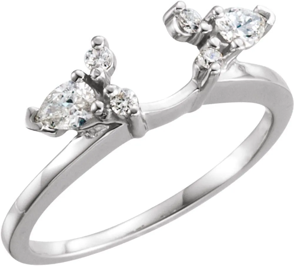 Semi-Polished Platinum Wrap-Style Ring Enhancer Guard Fine Jewelry For Women Gifts For Her (Mounting Only, Not All Stones Included), Size 6