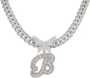 Silver Cuban Link Chain for Women men Initial letter custom name Necklaces personalized necklace diamond iced out chain Pendants customize bling necklace custom jewelry for women