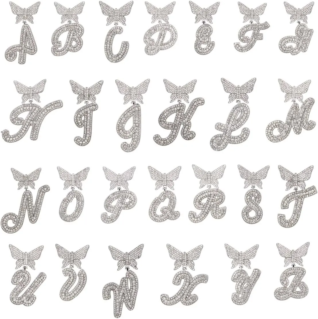 Silver Cuban Link Chain for Women men Initial letter custom name Necklaces personalized necklace diamond iced out chain Pendants customize bling necklace custom jewelry for women