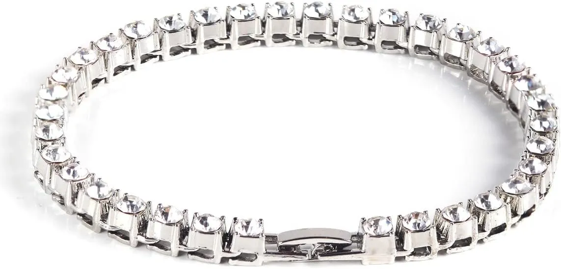 Silver Gold Rose Gold Fake Diamond 5MM Tennis Chains for Men Women Iced Out Chain Necklaces Bracelet Square Prong set with Giftbox