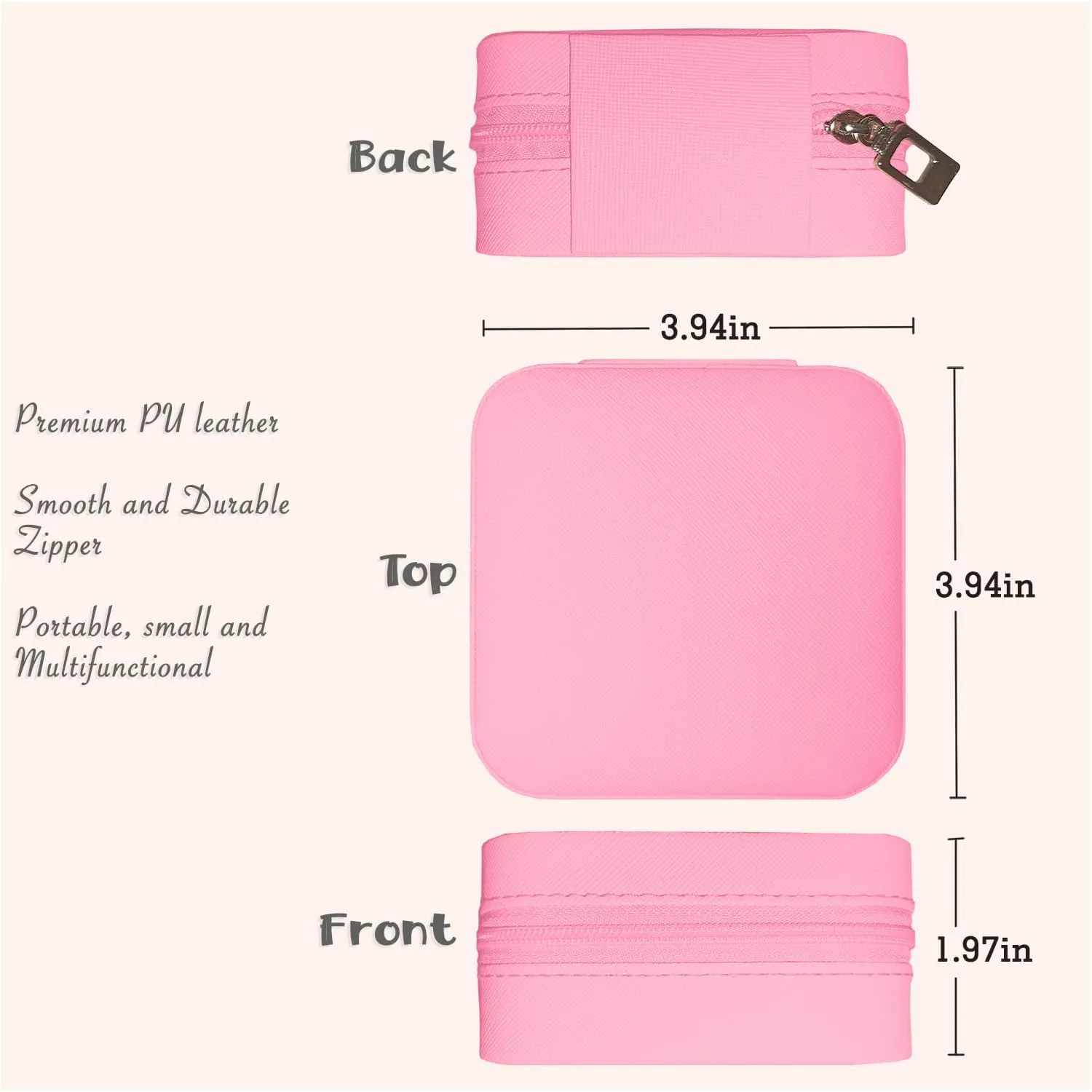 Small Travel Jewelry Box, Portable Mini Jewelry Leather Box Jewelry Ring Organizer Case Storage Holder Gift Boxes for Girls Women, Rose pink